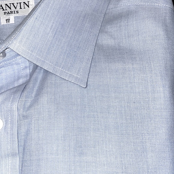Lanvin Paris Short Sleeve Blue Button Down Shirt - Picture 7 of 9
